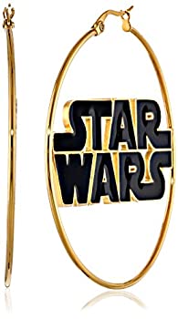 【中古】【輸入品・未使用】STAR WARSジュエリーロゴステンレススチールゴールドIP 50?mmフープイヤリング