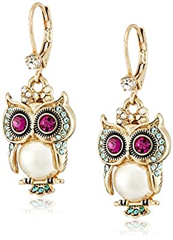 【中古】【39shop】【輸入品・未使用】Betsey★Johnson パールクリッター フクロウ ドロップイヤリング One Size(新古品)|アトリエ絵利奈