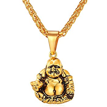 【中古】【39shop】【輸入品・未使用】仏教ジュエリーステンレススチール/★18?Kゴールドメッキ 弥勒仏 ペンダントネックレス（新古品）｜アトリエ絵利奈