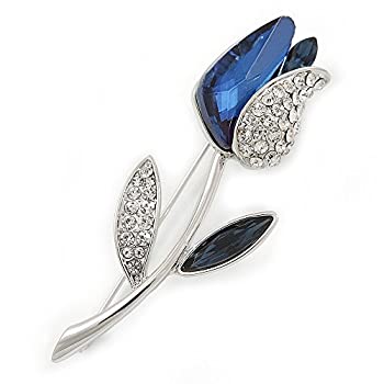 【中古】【39shop】【輸入品・未使用】絶妙なチューリップブローチinロジウムメッキメタル(ブルー/クリア)???60?mm★L（新古品）｜アトリエ絵利奈