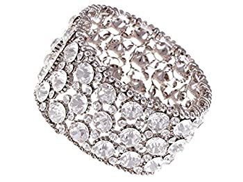 【中古】【輸入品・未使用】アリランChunky文シルバーShinyクリスタルラインストーンファッションブレスレットバングルカフ