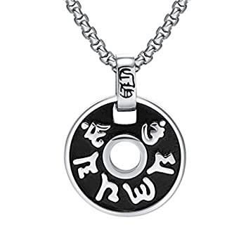 【中古】【輸入品・未使用】pamtierメンズステンレススチールヴィンテージ仏教マントラ柄om mani padme humペンダントネックレスシルバーゴールド