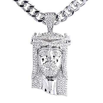 【中古】【39shop】【輸入品・未使用】新しいメンズ14?Kゴールド&シルバーPlated★Iced Out Jesus Pendant 30?" HeavyキューバチェーンネックレスHC 6003(新古品)|アトリエ絵利奈