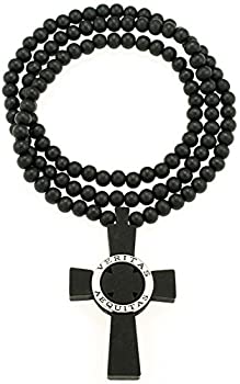 【中古】【39shop】【輸入品・未使用】Gwood★Veritas Aequitas木製ビーズネックレス新しいブラック/シルバーカラーナチュラルウッド36インチ（新古品）｜アトリエ絵利奈