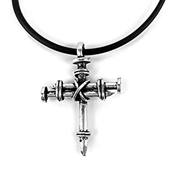 【中古】【輸入品・未使用】Forgiven Jewelry ピューターネイルクロスネックレス アンティークシルバー