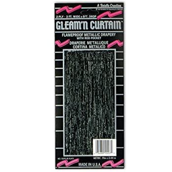 【中古】【インポート品・未当て嵌める】Beistle Gleam \u0027N Curtain 1層 吊り下げ飾りつけ 寄りあいかざり付ける 8フート x 3フート 黒いこと