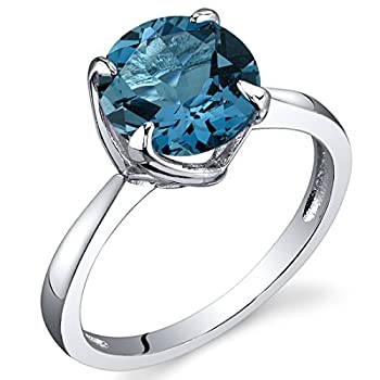 【中古】【輸入品・未使用】Sublime Solitaire 2.25カラット ロンドンブルートパーズリング スターリングシルバー ロジウムニッケル仕上げ サイズ5～9