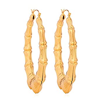 【中古】【39shop】【輸入品・未使用】u7ゴールド竹イヤリングBig★Grain Big BasketボールWivesジュエリーレディースジュエリーフープイヤリング L イエロー(新古品)|アトリエ絵利奈