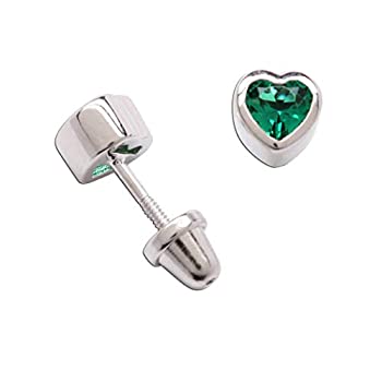 スターリングシルバー ピアス キュービックジルコニア模造誕生石ハートピアス 女の子用 中古 輸入品 未使用未開封 スターリングシルバー 女の子用 スクリューバック式 6mm アトリエ絵利奈