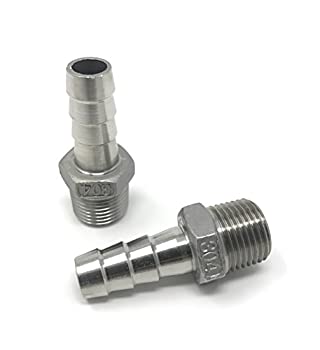 【中古】【輸入品・未使用】CONCORD 304 ステンレススチール 1/2インチ バーブホース 1/2インチ NPT 家庭用醸造継手 2個パック
