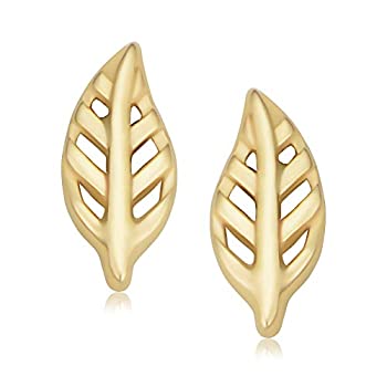 【中古】【輸入品・未使用】KoolJewelry ミニマリスト 14Kイエローゴールド 小さな葉 スタッド コンク 軟骨イヤリング