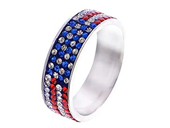 【中古】【輸入品・未使用】Alilang レディース USA アメリカ国旗 愛国心 キラキラしたRihnestones リング