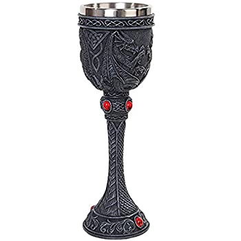 【中古】【39shop】【輸入品・未使用】Celtic★Gothic Duelling Dragon Resin Wine Goblet Chalice With Stainless Steel Cup by Pacific Trading(新古品)|アトリエ絵利奈
