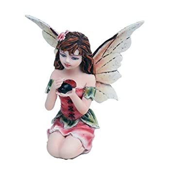 【中古】【輸入品・未使用】Pacific Giftware フェアリーガーデン フラワーフェアリーとてんとう虫の装飾ミニガーデンフィギュア 3インチ