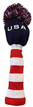 【中古】【39shop】【輸入品・未使用】USAストライプ★ポンポン ゴルフクラブヘッドカバー ドライバー/フェアウェイ/ハイブリッドサイズ (それぞれ別売) ブルー(新古品)|アトリエ絵利奈