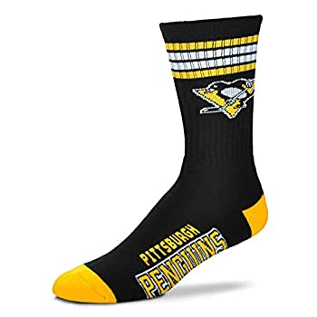 【中古】【インポート品・未当て嵌める】(Medium (5-10) Pittsburgh Penguins) - For Bare Feet Men\u0027s NHL 4 Stripe Deuce Crew Socks