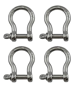 【中古】【輸入品・未使用】4 Pieces Stainless Steel 316 Forged Bow Shackle 1/4\