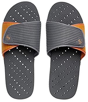 【中古】【輸入品・未使用】(Boys 13/1 Grey/Orange) - Showaflops Boys' Antimicrobial Shower & Water Sandals for Pool Beach Camp and Gym - Adjustable Colorblock Sli