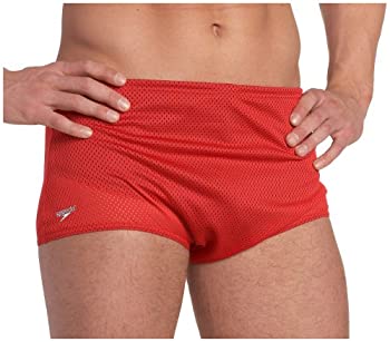 【中古】【インポート品・未当て嵌める】Speedo メンズ ポリメッシュスクエアレッグトレーニングスーツ 26 赤いこと