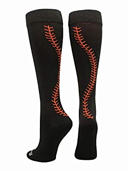 【中古】【輸入品・未使用】(Small Black/Orange) - MadSportsStuff Softball Socks with Stitches Over The Calf (Multiple Colours)