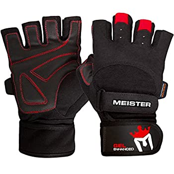 【中古】【インポート品・未当て嵌める】Meister手関節一回りWeight LiftingグローブW/ジェルPadding M