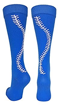 【中古】【インポート品・未当て嵌める】MadSportsStuff ソフトボール靴下 編み目入り口・入口 ふくらはぎ丈（選べる色つや） M 青碧