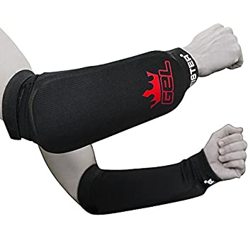 【中古】【輸入品・未使用】Meister MMA 伸縮性クロス 前腕ガード 一体型ジェルパッド付き (ペア) ブラック S/Mサイズ