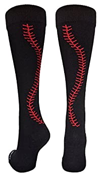 【中古】【インポート品・未当て嵌める】MadSportsStuff ソフトボール靴下 編み目入り口・入口 ふくらはぎ丈（選べる色つや） L 黒いこと