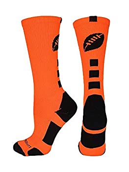 【中古】【輸入品・未使用】(Medium Neon Orange/Black) - MadSportsStuff Football Logo Athletic Crew Socks (Multiple Colours)