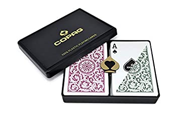 【中古】【輸入品・未使用】COPAG(コパッグ) 1546 プラスチックトランプ グリーン/バーガンディ ブリッジサイズ レギュラーインデックス