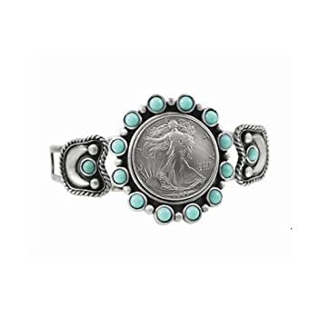 【中古】【輸入品・未使用】Silver Walking Liberty Half Dollar Cuff Bracelet