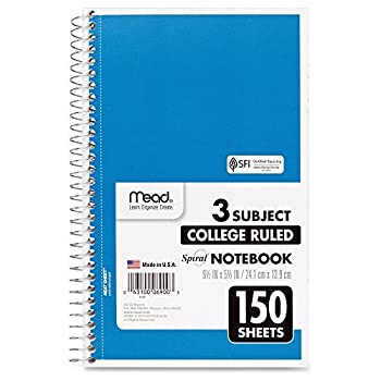 【中古】【輸入品・未使用】Spiral Bound Notebook College Rule 6 x 9-1/2 White 3 Subject 150 Sheets/Pad (並行輸入品)