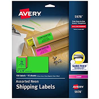 【中古】【輸入品・未使用】High-Visibility Laser Labels 2 x 4 Assorted Neons 150/Pack (並行輸入品)