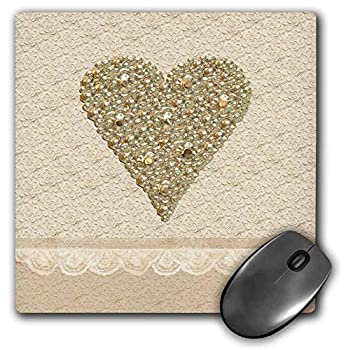 【中古】【輸入品・未使用】3dRose Mouse Pad Golden Jewel Heart On Cream Lace Look - 8 by 8-Inches (mp_236898_1) [並行輸入品]画像