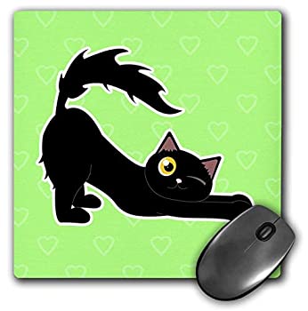 【中古】【輸入品・未使用】3dRose Mouse Pad Kawaii Cats - Cute Black Kitty Stretching - 8 by 8-Inches (mp_110773_1) [並行輸入品]画像