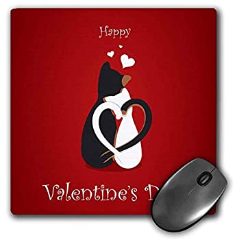 【中古】【輸入品・未使用】3dRose Mouse Pad Happy Valentines Day Black and White Cats On Red Background - 8 by 8-Inches (mp_255870_1) [並行輸入品]画像