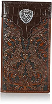 【中古】【39shop】【輸入品・未使用】Ariat★Rodeo Checkbook Floral Tooled Tan Mens Western Wallet, Brown（新古品）｜アトリエ絵利奈