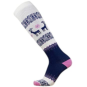 【中古】【39shop】【輸入品・未使用】暖かいスキーソックス★? 冬セータースキー用鹿柄靴下 ? メリノウール スノーボードソックス メンズ レディース ? OTC二—ハイ US サイズ: Medium(新古品)|アトリエ絵利奈