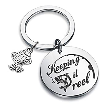 【中古】【輸入品・未使用】HOLLP 釣りキーホルダー 釣り愛好家ギフト 漁師 釣り人ギフト 魚チャーム キーホルダー Keeping It リール キーリング