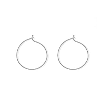 【中古】【39shop】【輸入品・未使用】Boma★Jewelry スターリングシルバー 4/5インチ ワイヤーフープイヤリング シルバー(新古品)|アトリエ絵利奈