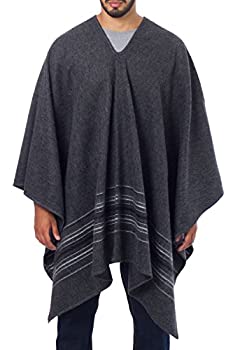 【中古】【39shop】【輸入品・未使用】Novicaグレーメンズアルパカブレンドポンチョ、グレーNazca★'(新古品)|アトリエ絵利奈