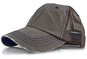 【中古】【インポート品・未当て嵌める】ベイスボールTrucker Distressed Vintageジーンズメッシュ調節する能力のあるな旗がしら 色つや: 赤銅色