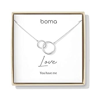 【中古】【輸入品・未使用】Boma Jewelry Sentiments Collection Love スターリングシルバー 2つのインターロックサークルネックレス 18インチ