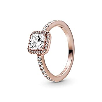 【中古】【インポート品・未当て嵌める】PANDORAシグネチャークラシックエレガンススクエアスパークルハローパンドラローズリング