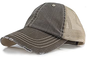 【中古】【インポート品・未当て嵌める】ベイスボールTrucker Distressed Vintageジーンズメッシュ調節する能力のあるな旗がしら