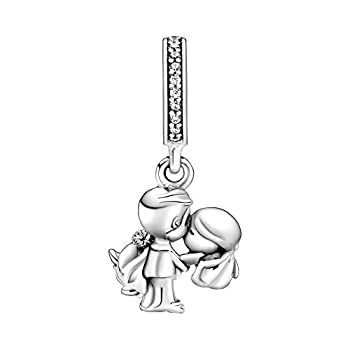 【中古】【インポート品・未当て嵌める】PANDORA 一緒になるした好一対 クリアキュービックジルコニア 925スターリングしろがね色 ダングルチャーム 798896C01