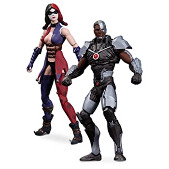 【中古】【インポート品・未当て嵌める】インジャスティス 神々のもめ事 3.75in 行動図形 2容器に並べる/サイボーグ VS ハーレー・クィン