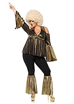 【中古】【輸入品・未使用】LEG AVENUE(レッグアベニュー)? Disco Diva ベビードールトップ ベルボトムパンツセット 1X /2X ゴールド 85596X