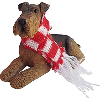 【中古】【39shop】【輸入品・未使用】(Ornament★Airedale Terrier) - Sandicast Airedale Terrier with with Red and White Scarf Christmas Ornament（新古品）｜アトリエ絵利奈