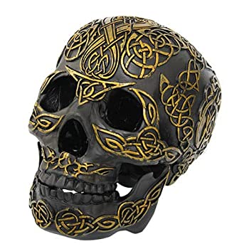 【中古】【輸入品・未使用】Pacific GiftwareケルトスカルStatu、ブラック
